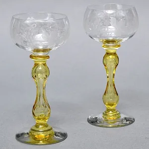 Антикварный Набор бокалов для Вина 8 шт. «MICADO VIGNE», Saint Louis. Франция, начало ХХ века. 