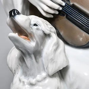 Антикварная Фарфоровая статуэтка «Пьеро с гитарой и пудель», Rosenthal Германия - 1924 год. 