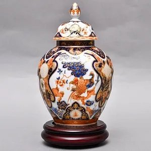 Коллекционный Вазон - Ваза с крышкой на подставке из серии «Yokohama» H - 29 см., Фарфор KAISER, Германия.