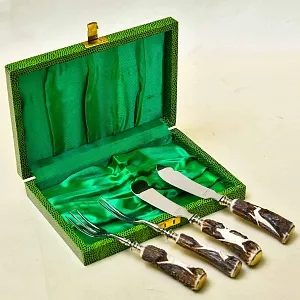 Винтажный Набор для сервировки «Охота» - 4 предмета, SOLINGEN Германия, 50 -е годы ХХ века.