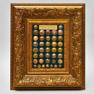 Коллекционное Настенное Панно - Картина «Старинные Латунные пуговицы», Россия конец XIX - начало ХХ века.