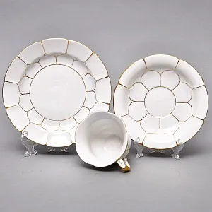 Чайный Набор на 6-ть персон «Белое Золото», Фарфор MEISSEN, Германия - 70-е годы ХХ века.