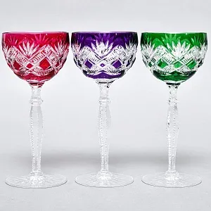 Бокалы для Вина из Цветного Хрусталя JOSEPHINENHUTTE Германия, 60 -е гг.