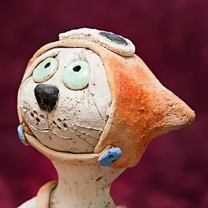 Авторская Коллекционная Керамическая Статуэтка «Кот Мечтатель», Шамотная Глина, Россия.