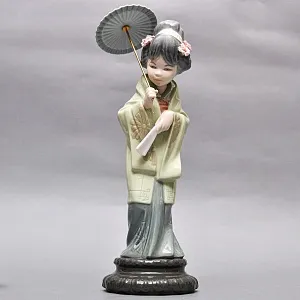 Коллекционная Фарфоровая статуэтка «Гейша с зонтом» Н - 30 см. Lladro, Испания - 1978 год.