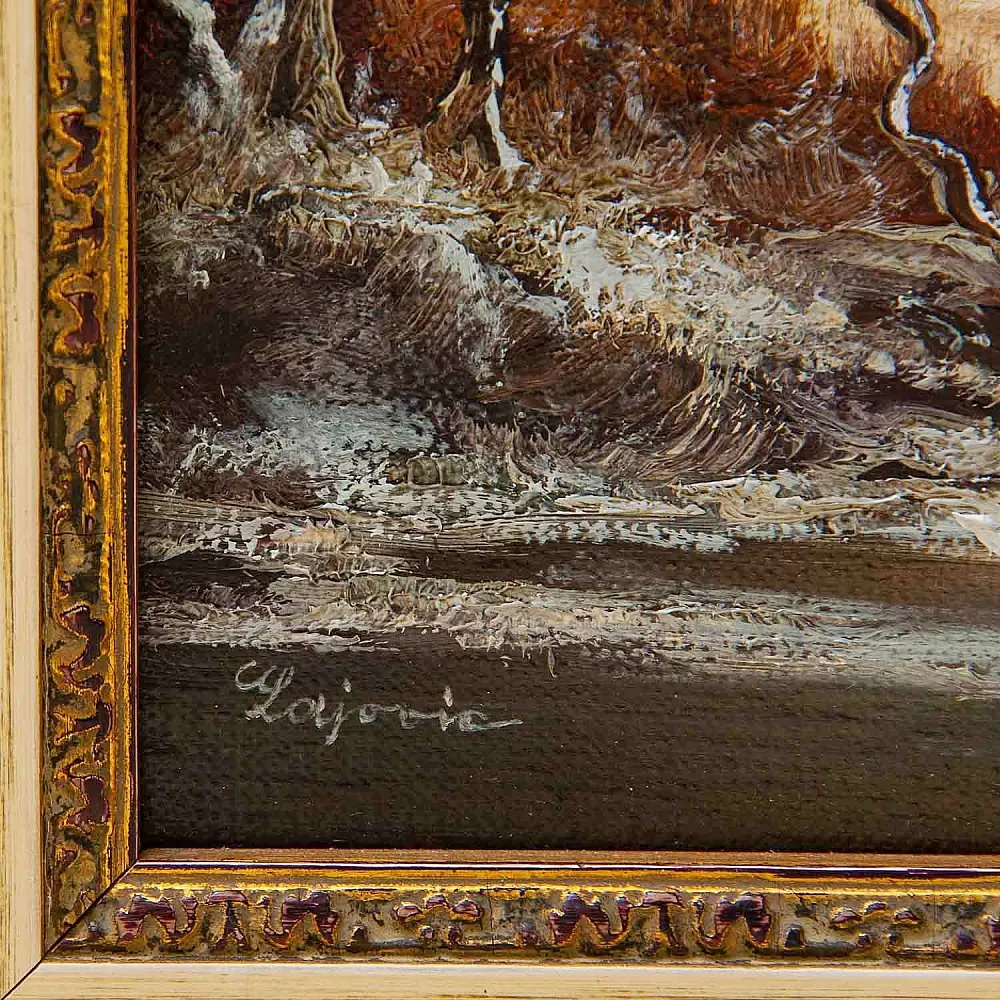 Картина - Пейзаж «ПЕРВЫЙ ЛЕД», Холст, масло, Голландия вторая половина ХХ века.