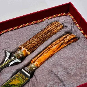 Набор для Барбекю «Охота» из 2-х предметов, Германия, ANTON WINGER Solingen, 60 -е годы ХХ века.