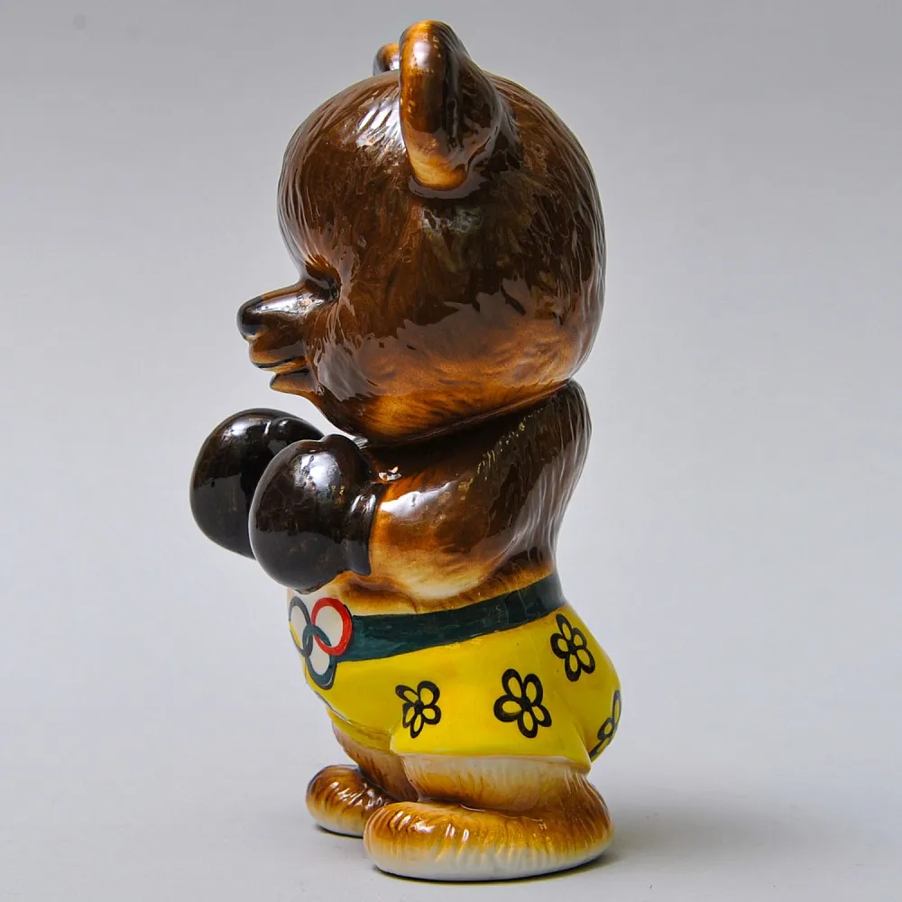 Коллекционная Фарфоровая Статуэтка «Олимпийский Мишка - Боксер», Россия.