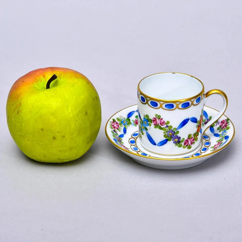 Коллекционная Кофейная Пара «Цветочная гирлянда», Фарфор Лимож / Limoges Франция.