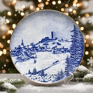 Коллекционная Фарфоровая Тарелка - Блюдо «Пейзаж с замком на горе», Hutschenreuther Германия. 