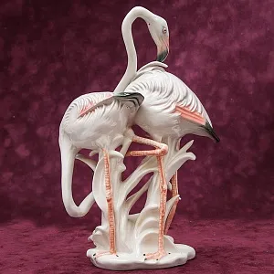 Птицы - Фарфоровая статуэтка «ПАРА ФЛАМИНГО», Карл Энс / Karl Ens,  Германия, 50-е годы ХХ века.