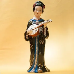 Большая Интерьерная Фаянсовая Статуэтка «Девушка с лютней», CIA MANNA Италия 50-е годы.