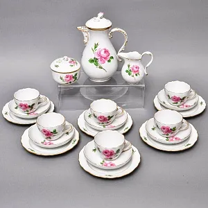 Фарфоровый Чайный Сервиз «РОЗА Мейсена» на 6-ть персон, MEISSEN / МЕЙСЕН Германия. 