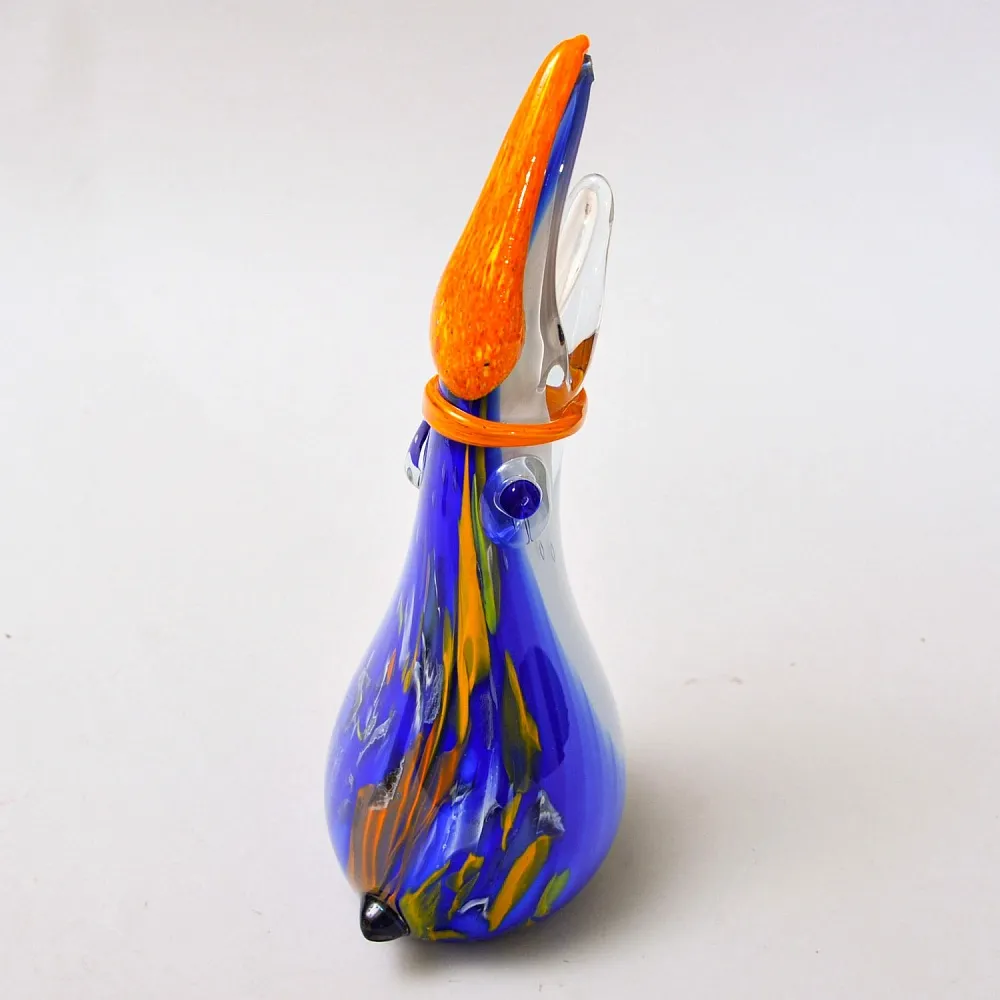 Авторская Коллекционная Стеклянная Статуэтка - Ваза «Тукан», Цветное стекло, Россия.