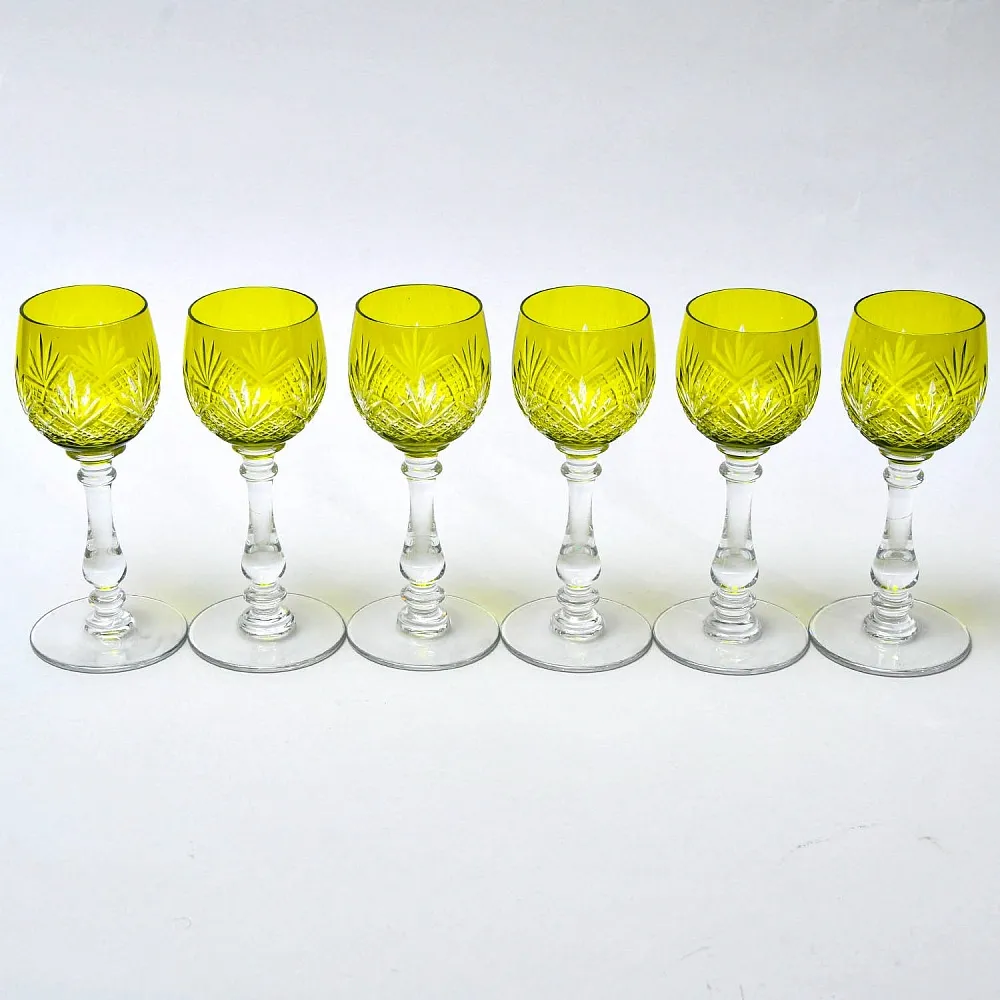 Антикварный Набор Хрустальный Графин и  6 -ть Бокалов для Вина, Val Saint Lambert, Бельгия 30 -е годы ХХ века. 