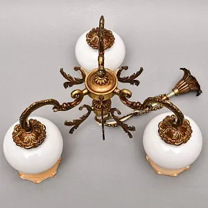 Винтажная Электрическая Бронзовая Трёх рожковая Люстра, СССР 70 -е гг. 