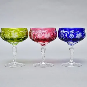 Набор 6-ть «Креманок» из Цветного Хрусталя серия «Виноград», NACHTMANN Германия, 60 -е годы.