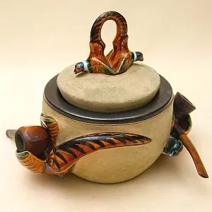 Редкость! Фарфоровая Банка для табака - Табакерка «Фазаны». LONSCHAMP ФРАНЦИЯ 60 гг.