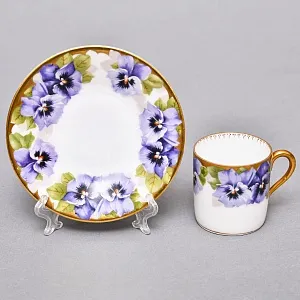 Антикварная Кофейная пара «Фиалки» из коллекции «Viktoria Luise», Rosenthal Германия, 1891 - 1906 годы.