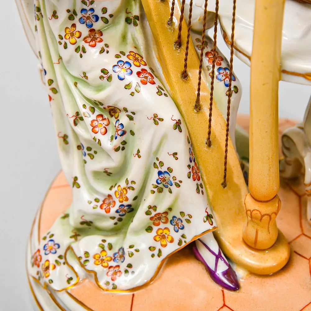 Антикварная Статуэтка «Арфистка и Кавалер - Репетиция», фарфор Scheibe - Alsbach, Германия.