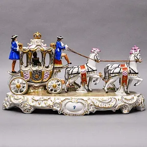 Редкость! Большая Фарфоровая статуэтка «КАРЕТА», SITZENDORF Германия, середина ХХ века.