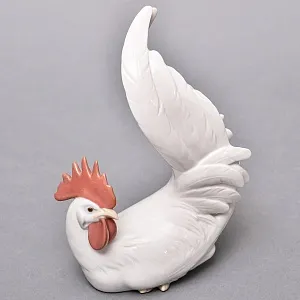 Коллекционная Фарфоровая статуэтка «Белый Петух», Lladro Испания, 1969 - 1979 годы. 