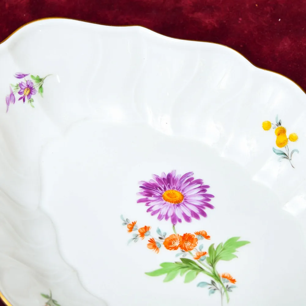 Коллекционная Тарелка овальной формы - Блюдо «Цветочный Букет», MEISSEN Германия.