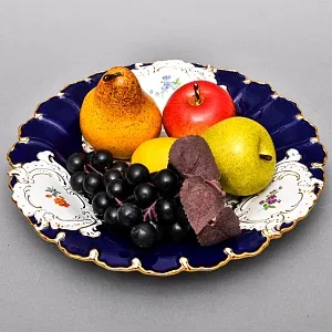 Коллекционное Фарфоровое Блюдо - Тарелка «BLUMEN» Кобальт, MEISSEN Германия - середина ХХ века.