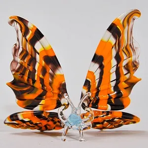 Авторская Коллекционная Стеклянная Статуэтка «Оранжевая Бабочка», Цветное стекло, Россия.