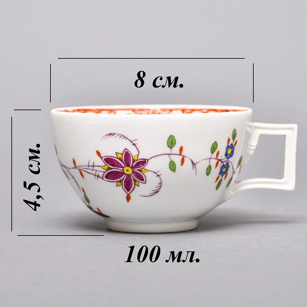 Антикварная Фарфоровая Кофейная пара MEISSEN / МЕЙСЕН, период Марколини, 1774 - 1814 годы.