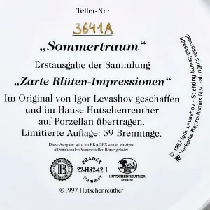  Коллекционная Тарелка «Летняя мечта», Фарфор HUTSCHENREUTER Германия, 1997 год.