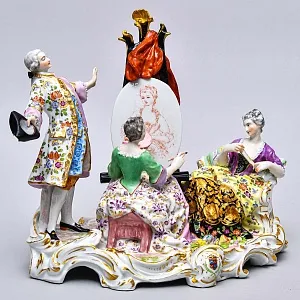 Редкость! Коллекционная Фарфоровая статуэтка «ПОРТРЕТ», Edme Samson et Cie Франция, 1940 - 1969 годы. 