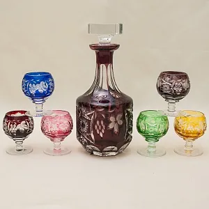 Набор Графин и 6-ть Рюмок «Marsala Glass - Виноград», Хрусталь NACHTMANN Германия, 60 -е годы ХХ века