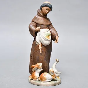 Коллекционная Фарфоровая статуэтка «Юный монах и его паства», Lladro серия Грес, Испания. 