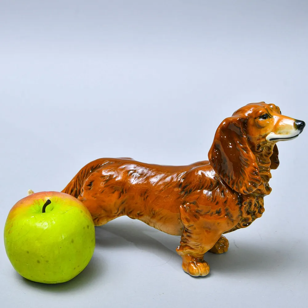 Редкость!!! Антикварная Фарфоровая статуэтка «Собака -  Длинношерстная Такса», Карл Энс / Karl Ens, Германия.