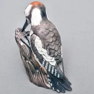 Коллекционная Фарфоровая статуэтка «Птица. Дятел на ветке», Dahl-Jensen Дания, середина ХХ века. 