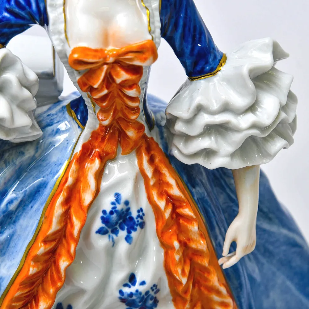 Редкость!!! Коллекционная Фарфоровая Статуэтка «Девушка в голубом платье», Unterweissbach Германия - 1958 год.