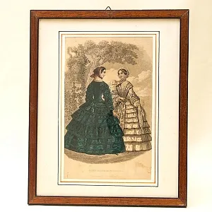 Старинная Цветная Гравюра - Картина из серии МОДА 19 ВЕКА, Франция.