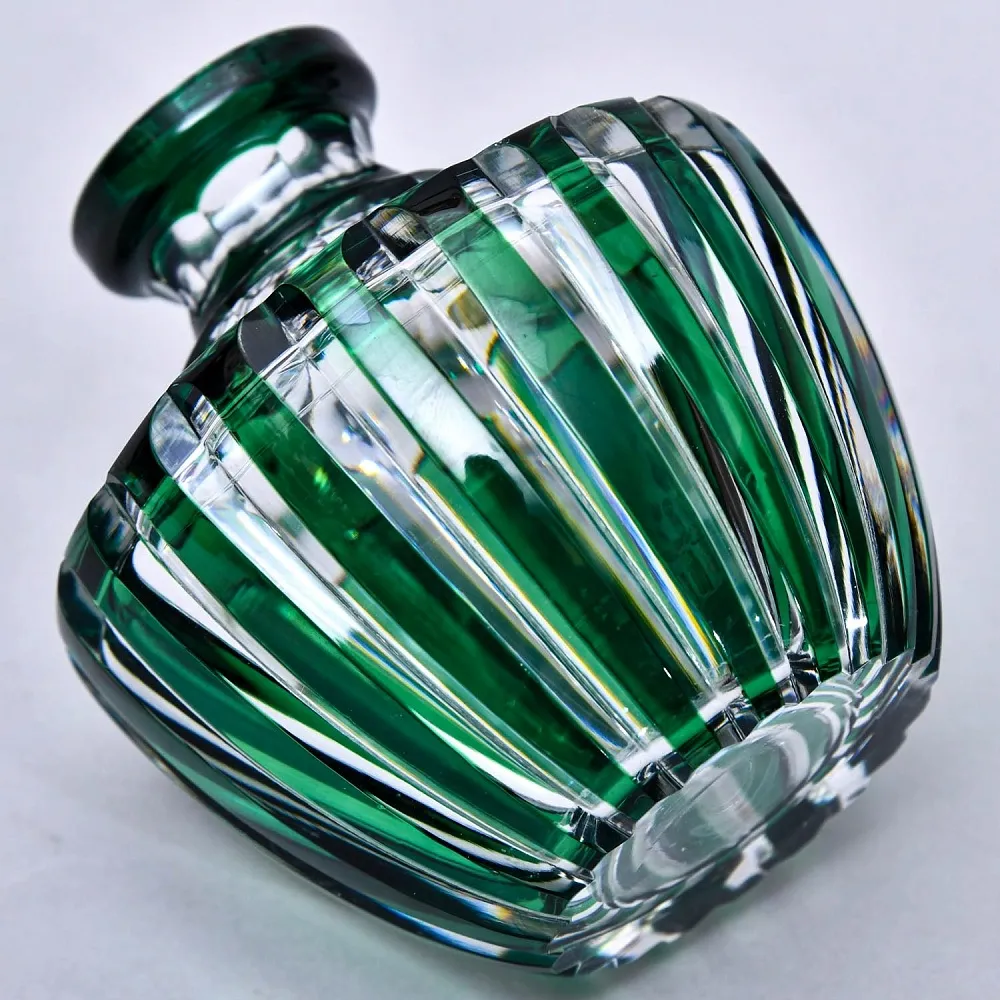 Винтажный Парфюмерный Набор из 3-х предметов, Цветной Хрусталь VAL SAINT LAMBERT, Бельгия.