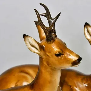 Коллекционная Фарфоровая статуэтка «Два Оленя», Hutschenreuther Германия, 1965 - 1967 годы.