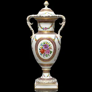 Большой Фарфоровый Вазон - Ваза с крышкой «Цветочная гирлянда», SP Dresden Германия, 50-е гг. ХХ века.