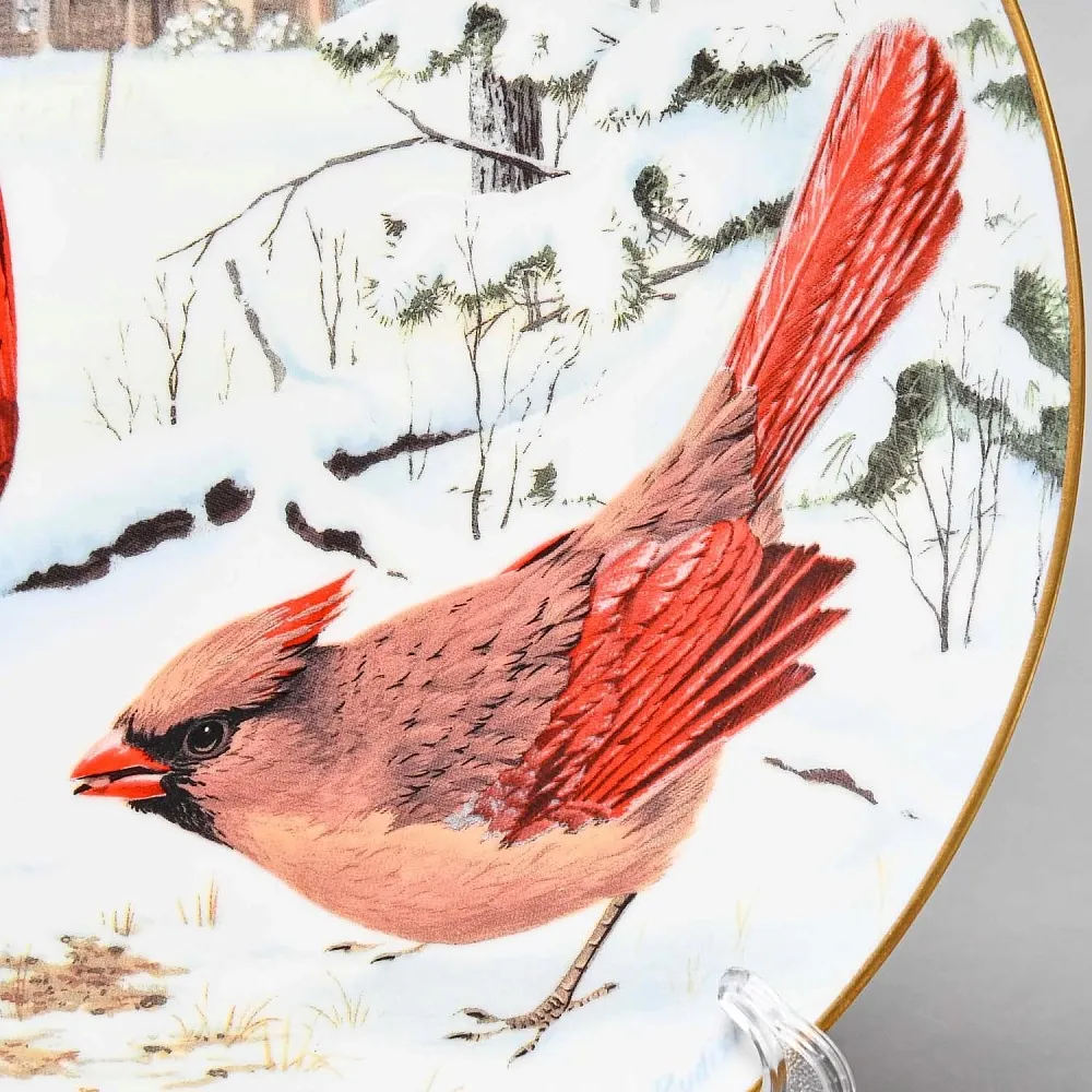 Коллекционная Тарелка «Кардинал - Сбор ягод» Фарфор, Franklin Porcelain США -1983 год.