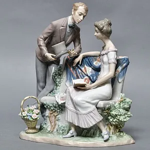 Большая Фарфоровая статуэтка «Давай поженимся или Предложение», Lladro Испания, 1987 - 1994 годы. 
