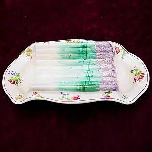 Сервировочная Тарелка - Блюдо - Судок для подачи Спаржи, Фаянс Франция, начало ХХ века.