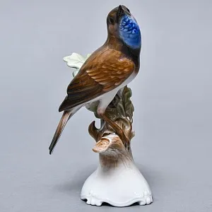 Коллекционная Фарфоровая статуэтка «Птица. Варакушка на дубовой ветке», ROSENTHAL Германия.