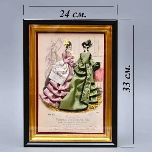 Винтажная Картина - Иллюстрация - Гравюра «Мода. Светские сплетни», Франция.