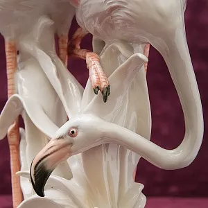 Птицы - Фарфоровая статуэтка «ПАРА ФЛАМИНГО», Карл Энс / Karl Ens,  Германия, 50-е годы ХХ века.