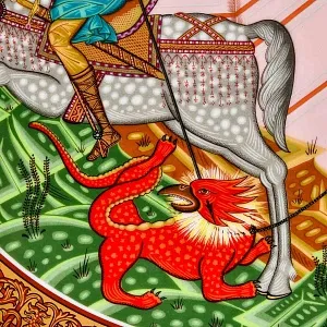 Большое Фарфоровое Блюдо - Тарелка «Святой Георгий Победоносец», Heinrich Villeroy&Boch Германия.