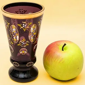 Коллекционная Кубок - Ваза, Цветочная Эмалевая роспись, Хрусталь Ernst Wittig, Германия  40-е годы ХХ века.