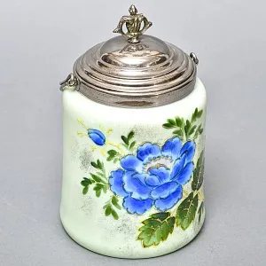 Бисквитница - Сахарница - Баночка с крышкой «Синий Цветок», Стекло Англия 50-е годы ХХ века. 
